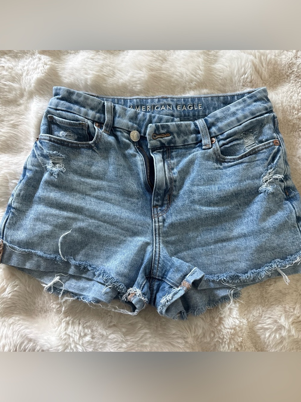 American Eagle Outfitters Light Wash Distressed Denim Shorts